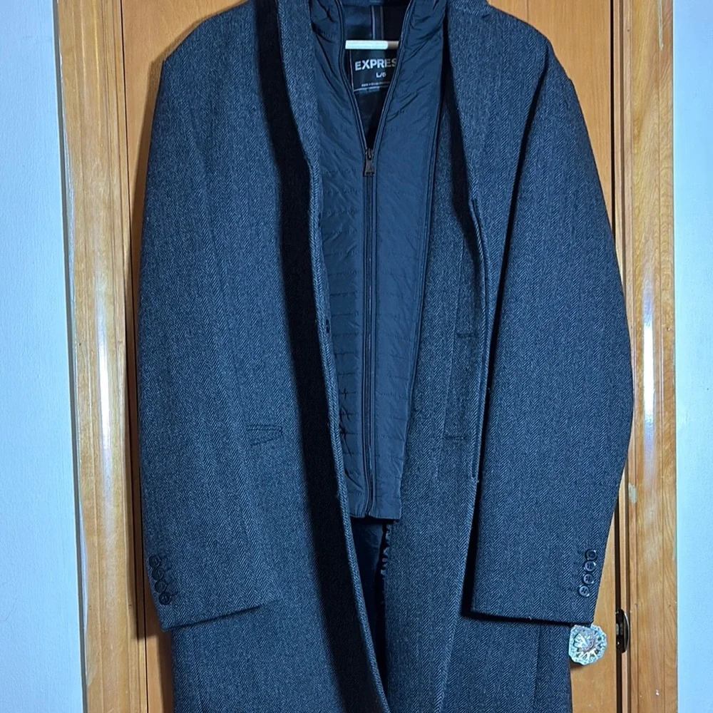 Express Men's Dark grey Coat size large - Picture 2 of 11
